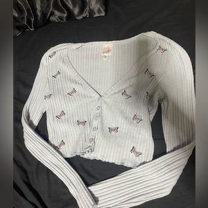 Light Blue long sleeve crop top